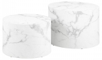Dice Round kavos staliukų komplektas (2 vnt.) &ndash; balto marmuro efektas, modernus apvalus dizainas