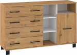 Komoda Meblocross 1D4SP, ruda/balta