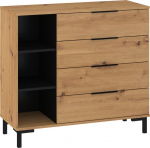 Komoda Meblocross Fresh FRE-04, ąžuolo/juodos spalvos