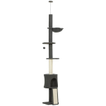 Katės medis, urvas, hamakas, reguliuojamas auk&scaron;tis, medis su audiniu, pilkos spalvos