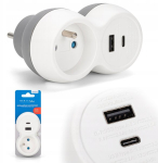 Montis elektros prailgintuvas su USB MT190, baltas/pilkas