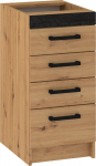 Apatinė spintelė su stalčiais Meblocross Rodos ROD-04 S40-4SZ, ąžuolo artisan/juoda