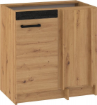 Apatinė kampinė spintelė Meblocross Rodos ROD-09 S80-NP, ąžuolo artisan/juoda