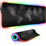RGB pasaulio žemėlapio žaidimų pelės kilimėlis 80x30 cm, LED ap&scaron;viestas pelės kilimėlis, &Scaron;viečiantis stalo kilimėlis, Didelis žaidimų kilimėlis, Kompiuterio stalo kilimėlis.