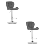 Baro kėdės WEST Velvet Grey &ndash; 2 vnt. su chromuotu pagrindu