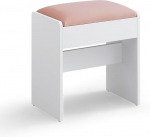 Tualetinio staliuko taburetė, 45x28.6x49.5 cm, balta, rožinė