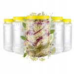 5x Plastikinis 3l Pet indas maistui, medui, sultims, biriems produktams