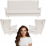 &Scaron;iuolaiki&scaron;kas kreminės spalvos svetainės komplektas su foteliais ARI Family Furniture