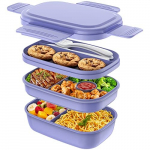 Suduojama bento dėžutė, 3 skyreliai, minimalisti&scaron;ka, &scaron;iltnamio drėgmės atsparus, darbui