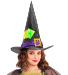 WITCH HAT WITH PATCHES satin & velvet