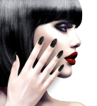 Set of "12 SELF-ADHESIVE BLACK STILETTO NAILS"