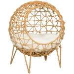 Rattan katės krep&scaron;ys Katės urvas Katės namelis Katės lovelė su pagalvėle Pakelta konstrukcija Naminių gyvūnų lovelė Ruda &Oslash;45 x 57H cm
