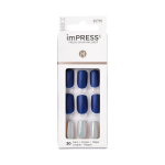 KISS imPRESS KIMM07C 30 vnt. lipnių nagų rinkinys - Tamsiai mėlyna/mėlyna - Ilgis M - Greita ir lengva manikiūras