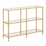 Konsolinis stalas, 3-jų lygių stiklas, 100x30x72,9 cm, auksinis, su laikymo vieta