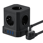 Daugiafunkcis lizdas su USB-C, juodas, 1 vnt.