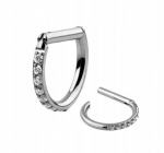 Titano D-ring Clicker auskaras - sidabrinis 1.2/8 mm