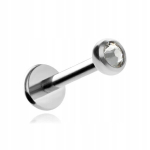 Titano Labret Auskaras su Baltu Kristalu, Sidabrinis, 1.2/8/3 mm