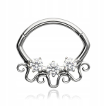Titaninis Clicker Auskaras su Cirkoniais Sidabrinis Septum Daith 1.2/8