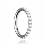 Titano Clicker Auskaras su Baltomis Cirkonio Karoliukais, Sidabrinis 1.2/6mm