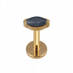 Auksinis titano labret auskaras su juodu la&scaron;eliu 1,2/6 mm