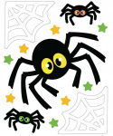 Želinis langų dekoras Halloweenu: vorai ir voratinkliai