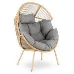 Poilsinis boho kokono fotelis Mebel Elite CEZARE Rotanginis pilkas