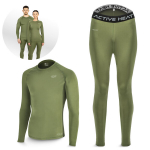 Termo apatiniai drabužiai unisex žalios spalvos (mar&scaron;kinėliai + kelnės) XXL dydis &ndash; dėvėjimui vėsesniu oru, XXL