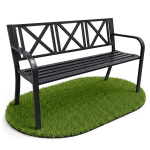 Sodo suoliukas CROSS 119 cm juodas metalinis su atlo&scaron;u, plieninės kojelės, didelė apkrova