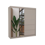 Drabužių spinta ADRK Furniture OLIVER 200 stumdomomis durimis su veidrodžiu, ruda medinė