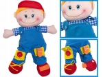 &Scaron;luostės lėlė berniukas 46 cm, mokymosi užsegti sagas, rai&scaron;telius