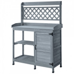 Sodinimo stalas, lauko sodo medinis darbo stalas 110x46 cm, pilkas, su laikymo vieta