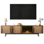 TV spintelė su LED ir grūdinto stiklo durelėmis