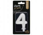 Balta perlamutrinė žvakutė "4" gimtadieniui, Beauty&charm