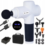 Masażer Blow 44-357# Pistolet do masażu masażer blow wave 4000 biały + 10 końc&oacute;wek + walizka