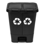 40L Dual Compartment Trash Can Double Bin for Waste and Recycling Black