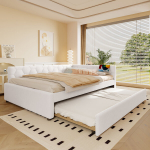Daybett 140x200 cm su i&scaron;traukiama lova, USB, Type-C, naktinė lempa, be čiužinio, baltas