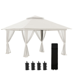Faltpavillon 4x4 m, tinklinės užuolaidos, UV apsauga, dvigubas stogas, kremas