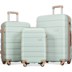 Kompakti&scaron;kas lagaminų komplektas M-L-XL, ABS, ratukai, užraktas, pilka/žalia