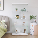 Stiklinė Vitrina su 2 stiklinėmis durelėmis, 164 x 80 x 36 cm, balta