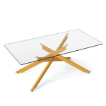 Costway grūdinto stiklo kavos staliukas, 120 x 60 x 45,5 cm, auksinis