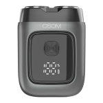 Barzdaskutė Mini plaukų skutimo ma&scaron;inėlė-barzdaskutė OSOM LED Metal Body Dual Blade Rotary Shaver OSOM02973, pilkos spalvos