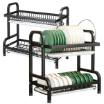 Dviejų auk&scaron;tų indų džiovyklė, juoda, 42 cm