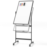 Dviejų pusių mobilus baltas lentos 60x90 cm juodas, Dviejų pusių mobilus baltas lentos 60x90 cm juodas