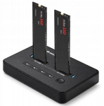 I&scaron;orinio kietojo disko dėklas &bdquo;Qoltec&ldquo; M.2 NVMe SSD diskų doko stotis | PCIe | USB-C | 20 Gb/s | DUAL 2 x 8 TB | klonavimas neprisijungus