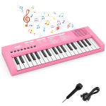 37 klavi&scaron;ų vaikų pianinas su mikrofonu, rožinis, 37 klavi&scaron;ų vaikų pianinas su mikrofonu, rožinis