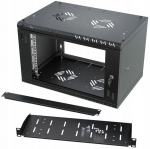 Komplektas: 19" 6U 350 Mm &bdquo;Rack&ldquo; Spintelė Su Juodu Stiklu + Lentynėlė + &bdquo;Stalflex&ldquo; Apdaila