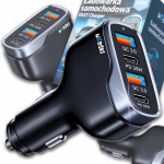 Automobilinis įkroviklis 30W 2xUSB 2xUSB-C PD QC su LED, Automobilinis įkroviklis 30W 2xUSB 2xUSB-C PD QC su LED