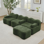 L-formos modulinė sofa be rėmo, 32D putos, su taburete, 1 vnt