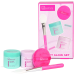 Veido priežiūros rinkinys IDC Institute Soft Glow moterims: veido kaukė, 60 ml + veido kremas, 60 ml + aplikatoriaus &scaron;epetėlis, 1 vnt, veido kempinėlė, 1 vnt.
