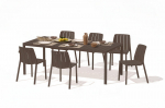 7-ių dalių lauko baldų komplektas Tiberina Bistrot/Tevere stalas 147-211 cm, Terra